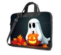 Laptop Bag For Women A Cute Ghost Holding A Glowing Jack-O'-Lantern Surrounded By Autumn Leaves Laptop Bag Travel Laptop Backpack Tote Bag For Women(26x36cm)