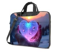 Laptop Bag For Women A Hand Holds A Glowing Heart-Shaped Crystal Against A Sunset Backdrop Laptop Bag Tote Bag For Women 15.6 Laptop Case(26x36cm)
