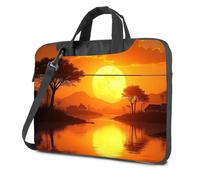 Laptop Bag For Women Sunset Over A Serene Lake With A Large Moon Rising Laptop Bag Computer Cases For Laptops Laptop Backpack(29x38cm)
