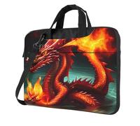 Laptop Bag for Work & Commute, Shockproof, Dragon King in Fire Print Computer Messenger with Shoulder Strap