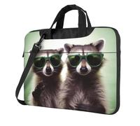 Laptop Bag Funny Raccoon Green Sunglasses Messenger Shoulder Bag Shockproof Laptop Case Computer Carrying Cover Briefcase 15.6 inch