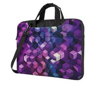 Laptop Bag Laptop Carrying Case Abstract Color Cubes Purple Messenger Shoulder Bag with Shoulder Strap Computer Bag, Black, 13 inch