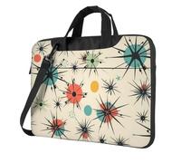 Laptop Bag Laptop Carrying Case Atomic Stars Retro Pattern Messenger Shoulder Bag with Shoulder Strap Computer Bag, Black, 13 inch