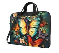 Laptop Bag Laptop Carrying Case Colorful Butterfly Embroidery Paintings Messenger Shoulder Bag with Shoulder Strap Computer Bag 14 inch