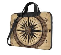 Laptop Bag Laptop Carrying Case Compass Wind Road Map Messenger Shoulder Bag with Shoulder Strap Computer Bag 13 inch