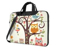 Laptop Bag Laptop Carrying Case Cute Cartoon Owl Tree Flowers and Squirrel Messenger Shoulder Bag with Shoulder Strap Computer Bag 13 inch