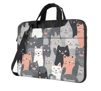 Laptop Bag Laptop Carrying Case Cute Funny Grey Cats Pattern Messenger Shoulder Bag with Shoulder Strap Computer Bag 13 inch