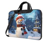 Laptop Bag Laptop Carrying Case Happy Snowman Messenger Shoulder Bag with Shoulder Strap Computer Bag, Black, 13 inch