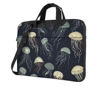 Laptop Bag Laptop Carrying Case Jellyfish Pattern Messenger Shoulder Bag with Shoulder Strap Computer Bag, Black, 13 inch