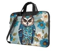Laptop Bag Laptop Carrying Case Owl Spring Flowers Turquoise Messenger Shoulder Bag with Shoulder Strap Computer Bag 14 inch