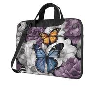 Laptop Bag Laptop Carrying Case Purple Butterflies Floral Messenger Shoulder Bag with Shoulder Strap Computer Bag 13 inch