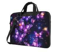 Laptop Bag Laptop Carrying Case Purple cute butterfly print Messenger Shoulder Bag with Shoulder Strap Computer Bag 13 inch