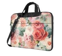 Laptop Bag Laptop Carrying Case Soft Color Pale Faded Mix of Roses Messenger Shoulder Bag with Shoulder Strap Computer Bag 13 inch