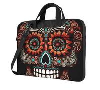 Laptop Bag Laptop Carrying Case Sugar Skulls Day of the Dead Messenger Shoulder Bag with Shoulder Strap Computer Bag 14 inch