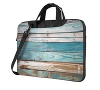 Laptop Bag Laptop Carrying Case Vintage Beach Wood Old Blue Messenger Shoulder Bag with Shoulder Strap Computer Bag 14 inch