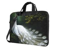 Laptop Bag Laptop Carrying Case White Peacock Messenger Shoulder Bag with Shoulder Strap Computer Bag 13 inch