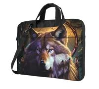 Laptop Bag Laptop Carrying Case Wolves and dream catchers Messenger Shoulder Bag with Shoulder Strap Computer Bag 14 inch