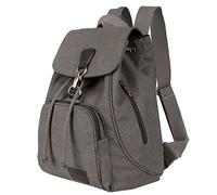 Laptop Bag Men And Ladies Fashion Solid Color Cloth Large Capacity Schoolbag Adjustable Shoulder Belt Double Zipper Backpack Backpack Laptop Bag for Women (Grey, One Size)
