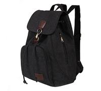 Laptop Bag Men And Ladies Fashion Solid Color Cloth Large Capacity Schoolbag Adjustable Shoulder Belt Double Zipper Backpack Backpack Laptop Bag for Women (Black, One Size)