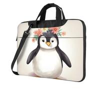 Laptop Bag Penguin Wearing Flowers Messenger Shoulder Bag Shockproof Laptop Case Computer Carrying Cover Briefcase 14 inch