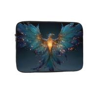 Laptop Bag Shockproof Portable with Fashion Blue Phoenix Pattern Handbag for Business Trip Work University, Black, 17 inch
