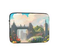 Laptop Bag Shockproof Portable with Fashion Outside the Castle Gate Pattern Handbag for Business Trip Work University, Black, 10 inch