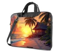 Laptop Bag Sunset At The Beach With Palm Tree And Cottage Laptop Bag 16 Inch Laptop Case Laptop Case 16 Inch(26x36cm)