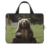 Laptop Bag Ultrathin Hi Bear Sit on The Lawn Printing Laptop Carrying Case Portability Messenger Bags For Work Travel