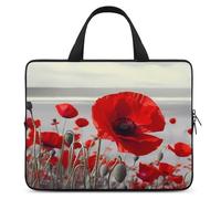Laptop Bag Ultrathin Red Flower Printing Laptop Carrying Case Portability Messenger Bags For Work Travel, Style, 17"