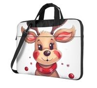 Laptop Bag Waterproof Portable Laptop Sleeve Case Cute Xmas Reindeer Messenger Shoulder Bag Briefcase Messenger Bag W/Strap Handle, Black, 14 inch