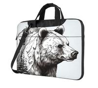 Laptop Bag Wildlife Hand Drawn Bear Animal Messenger Shoulder Bag Shockproof Laptop Case Computer Carrying Cover Briefcase 13 inch