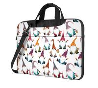 Laptop bag with funny Christmas gnomes print, adjustable shoulder strap and hidden handle, simplify your everyday, Black/White, 15.6 inch