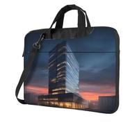 Laptop Bag with Unique High-rise Building At Dusk Pattern Light and Easy To Carry for Business Trips Work and Study, Black, 15.6 inch