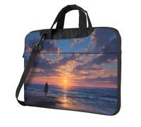 Laptop Bag with Unique Overlooking The Seaside Pattern Light and Easy To Carry for Business Trips Work and Study, Black, 15.6 inch