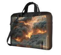 Laptop Bag with Unique Standing at the Edge of Fire Pattern Light and Easy To Carry for Business Trips Work and Study, Black, 13 inch
