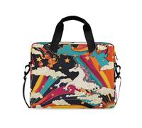 Laptop Bag with Zipper Portable Crossbody Messenger with Handle and Shoulder Strap 15 6 inch Case Bag Zipper unicorns Rainbow Star