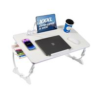 Laptop Bed Desk with 4 USB Ports, Storage Drawer, Cup Holder, X-Large Adjustable Foldable Bed Laptop Table for Couch Sofa Floor, Portable Lap Desk Tray Stand for Eating Reading Working Drawing Gaming