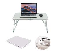 Laptop Bed Table - 60x40×26cm, Portable Lap Standing Desk for Bed and Sofa, Breakfast Bed Tray, Computer Desk, Folding Table for Outdoor Indoor Camping Picnic, White