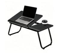 Laptop Bed Table,Adjustable 6 Angle Foldable with Cup Holder,Black Lap Desk | 6 Angle Adjustable Tilt Laptop Desk,Foldable,Cup Holder Slot,Anti Slip Strip,Ergonomic Reading Desk for Bed Sofa,56*33*25cm
