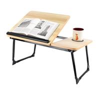 Laptop Bed Table,Adjustable 6 Angle Foldable with Cup Holder,Wood Lap Desk | 6 Angle Adjustable Tilt Laptop Desk,Foldable,Cup Holder Slot,Anti Slip Strip,Ergonomic Reading Desk for Bed Sofa,56*33*25cm