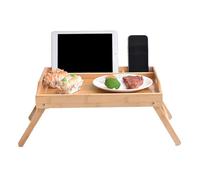 Laptop Bed Table - Foldable Wood Tray with Legs, Bed Tray Table, Portable Breakfast Organizing Tables for Eating and Working | Perfect for Counter Narrow Cabinet Closet Reading Writing Laptop Use