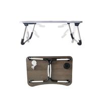 Laptop Bed Table Lap Standing Desk for Sofa Breakfast, Laptop Desk Folding Coffee Tray Notebook Stand Reading Holder for Couch Floor (60 x 40 cm) (Dark Wood)