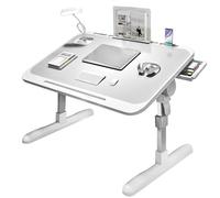 Laptop Bed Table, Laptop Desk for Bed, Foldable Laptop Bed Desk with USB/Wireless Charge Port, Desktop Card Slot, Side Drawer, Portable Laptop Table for Bed Eating Reading Working