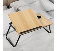 Laptop Bed Table, Laptop Tray with Adjustable Angle, with Foldable Legs & Cup Slot, Reading Holder Stand Breakfast Bed Tray,Portable Laptop Stand for Sofa, Bed, Terrace, Balcony (Walnut)