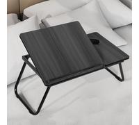 Laptop Bed Table, Laptop Tray with Adjustable Angle, with Foldable Legs & Cup Slot, Reading Holder Stand Breakfast Bed Tray,Portable Laptop Stand for Sofa, Bed, Terrace, Balcony (Black Silk Gold)