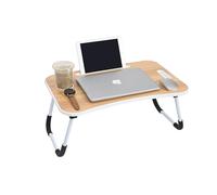 Laptop Bed Table,Notebook Table Dorm Desk,Portable Lap Desk,Notebook Table Dorm Desk with Foldable Legs & Cup Slot,for Eating Breakfast,Reading,Watching Movie on Bed/Sofa(60 x 40cm) (Wood)
