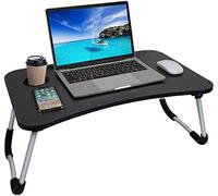 Laptop Bed Table,Portable Lap Desk,Notebook Stand Reading Holder,Notebook Table Dorm Desk with Foldable Legs & Cup Slot,for Eating Breakfast,Reading,Watching Movie on Bed/Sofa (Black)