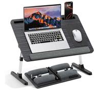 Laptop Bed Tray Desk, SAIJI Adjustable Laptop Table with Foldable Laptop Stand for Bed Sofa Couch Work Study Reading Writing Breakfast, Fits up to 17'' Laptops, Black