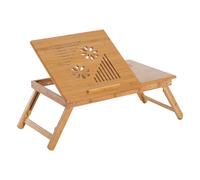 Laptop Bed Tray Natural Bamboo 55x35cm Adjustable Foldable with Drawer & CupSlot