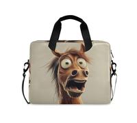 Laptop Carrying Case with Zipper Portable Crossbody Messenger with Handle and Shoulder Strap 15.6 inch Computer Bag Cartoon Funny Horse Fear